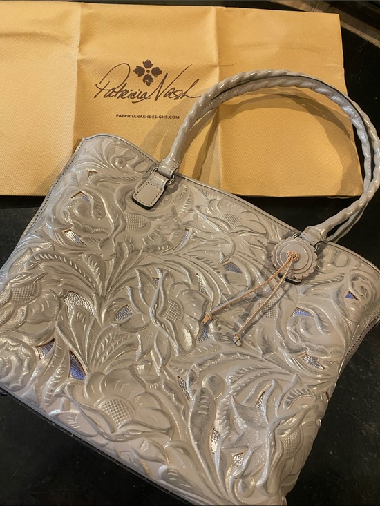 Patricia Nash Handbags - NWOT Patricia Nash Silver Floral Embossed Leather Tote with Braided Handles